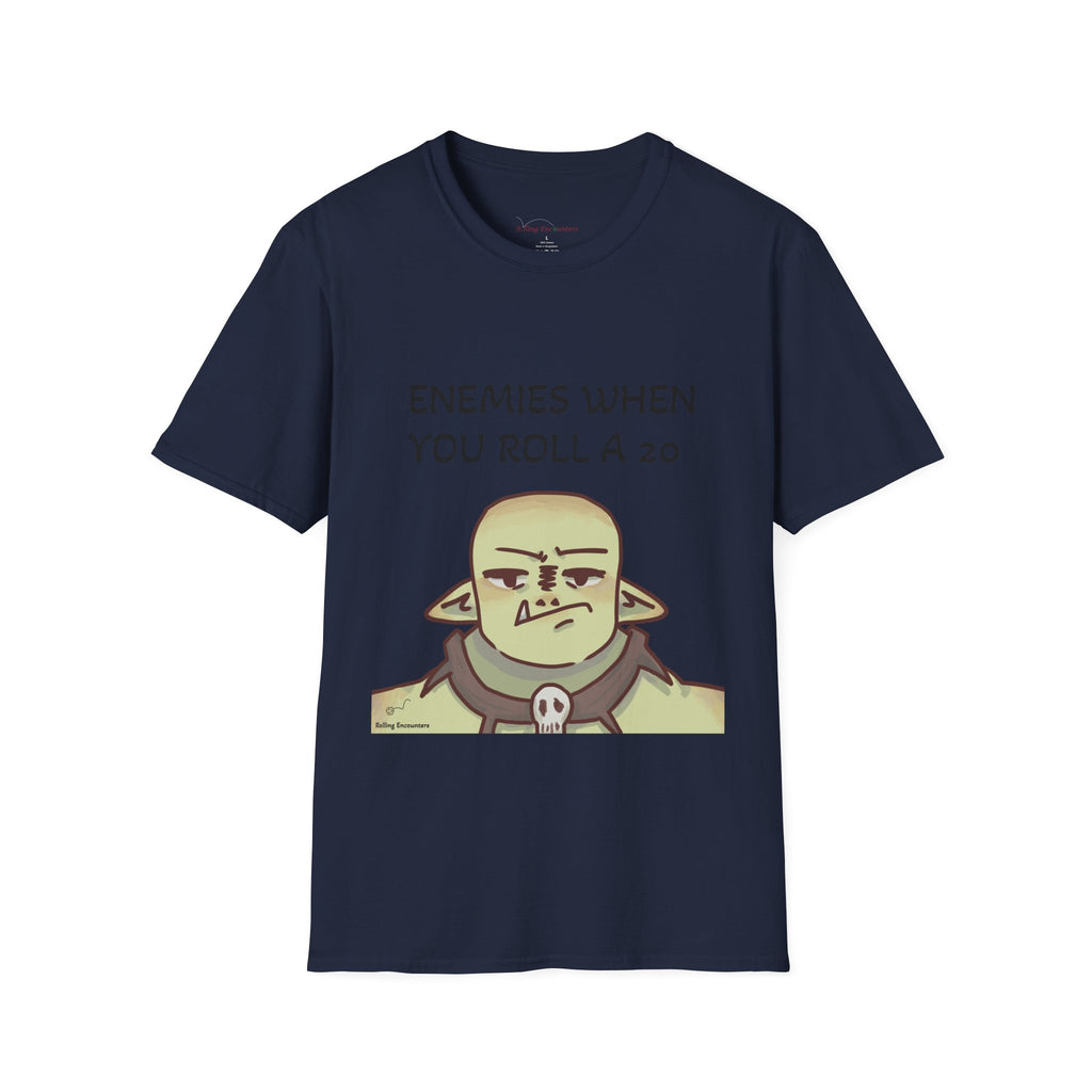 T-Shirt — "Enemies When Rolling A 20"  D20 RPG Gamer Tee