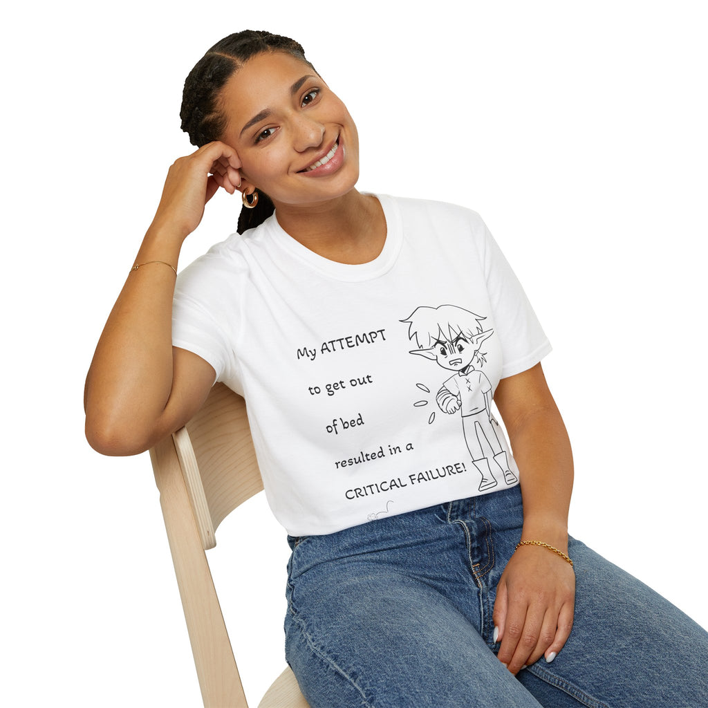 Copy of T-Shirt — "Critical Failure Getting out of Bed"  D20 RPG Gamer Tee