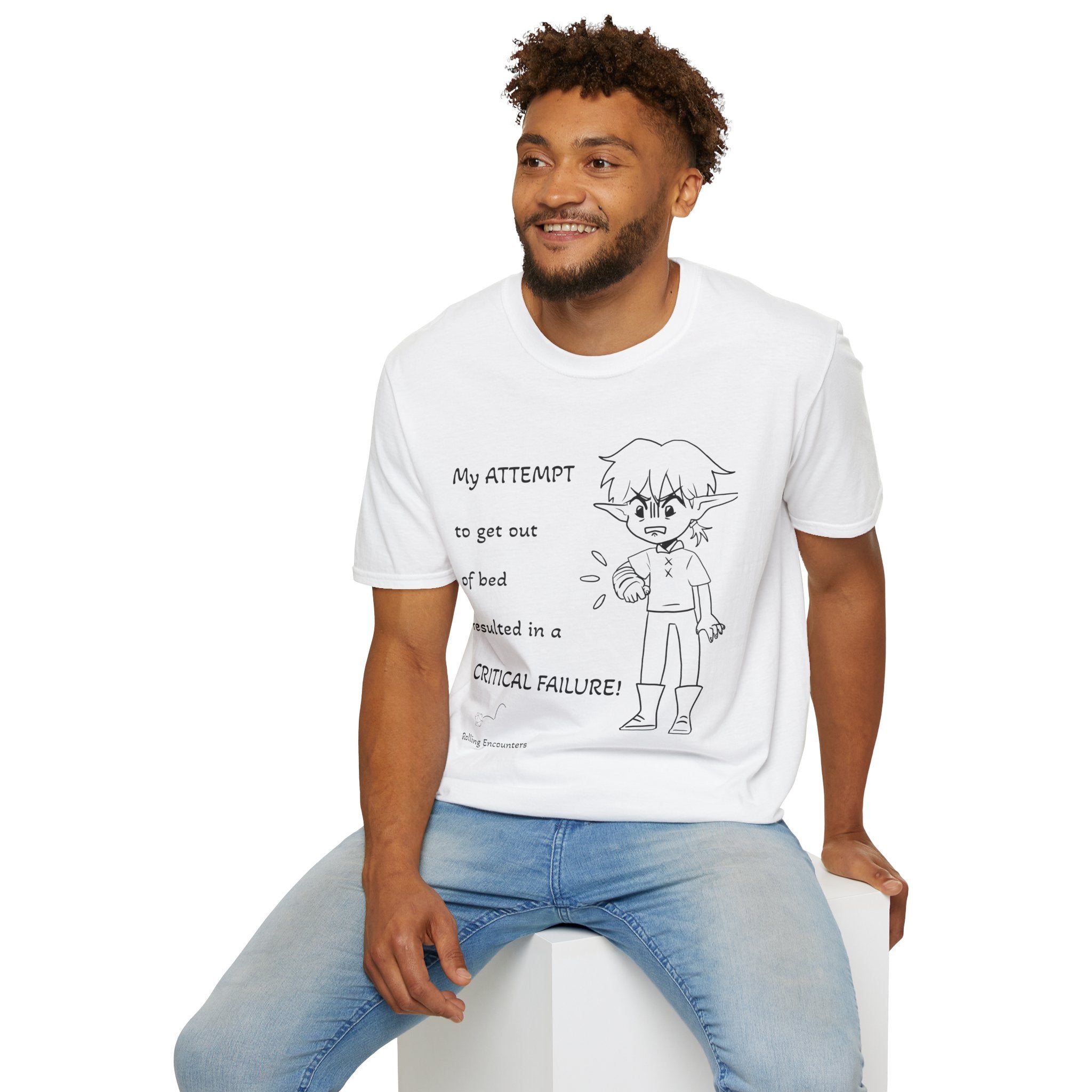 Copy of T-Shirt — "Critical Failure Getting out of Bed"  D20 RPG Gamer Tee