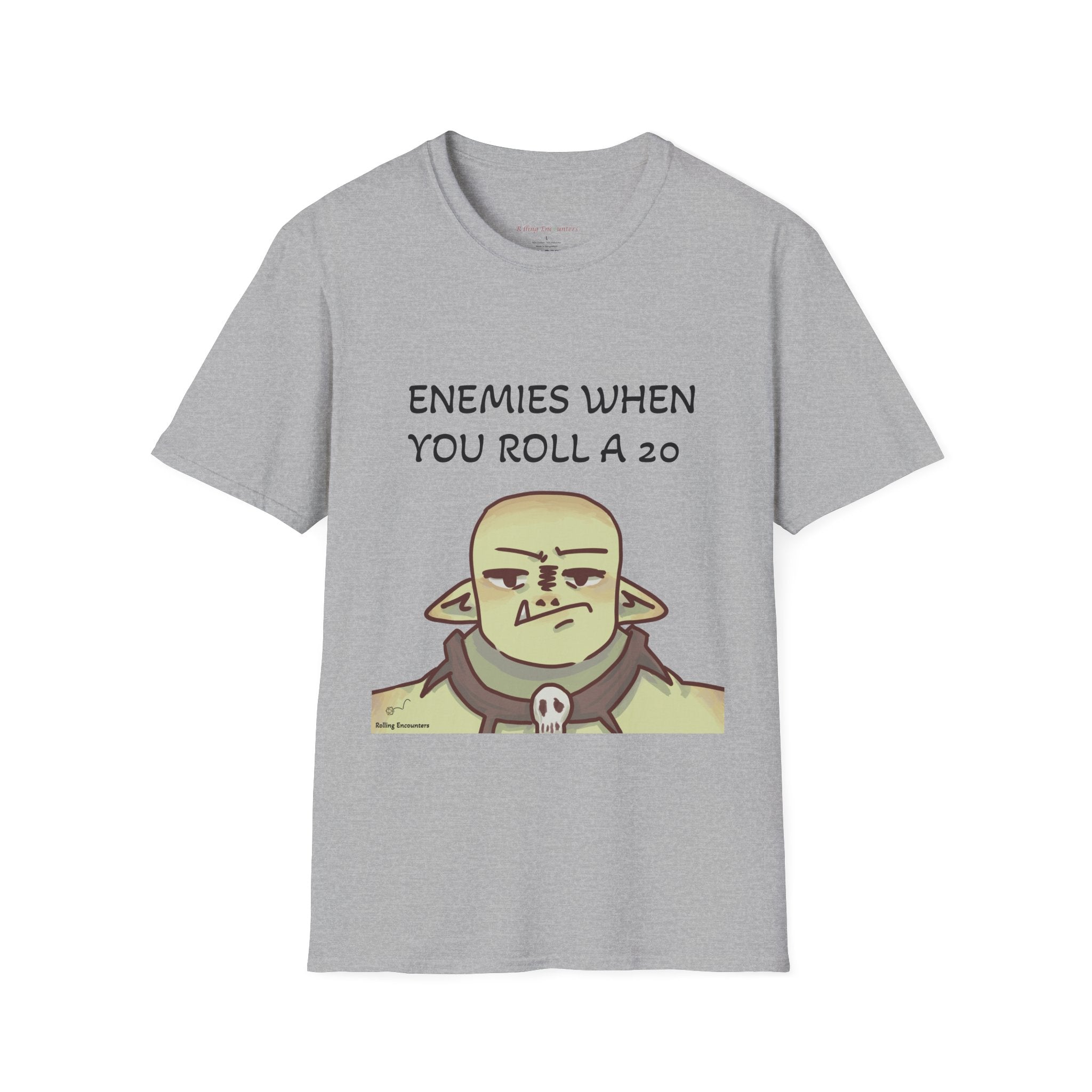 T-Shirt — "Enemies When Rolling A 20"  D20 RPG Gamer Tee