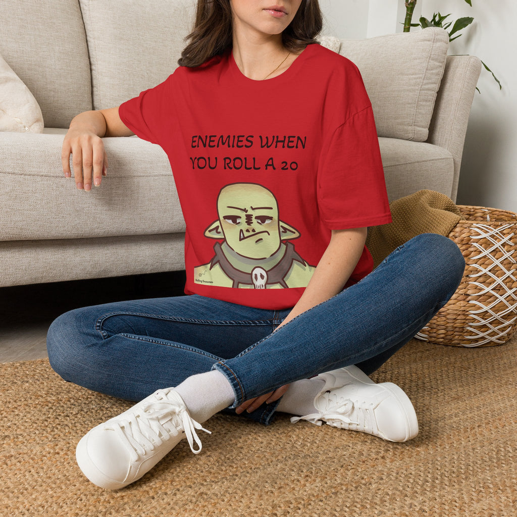 T-Shirt — "Enemies When Rolling A 20"  D20 RPG Gamer Tee