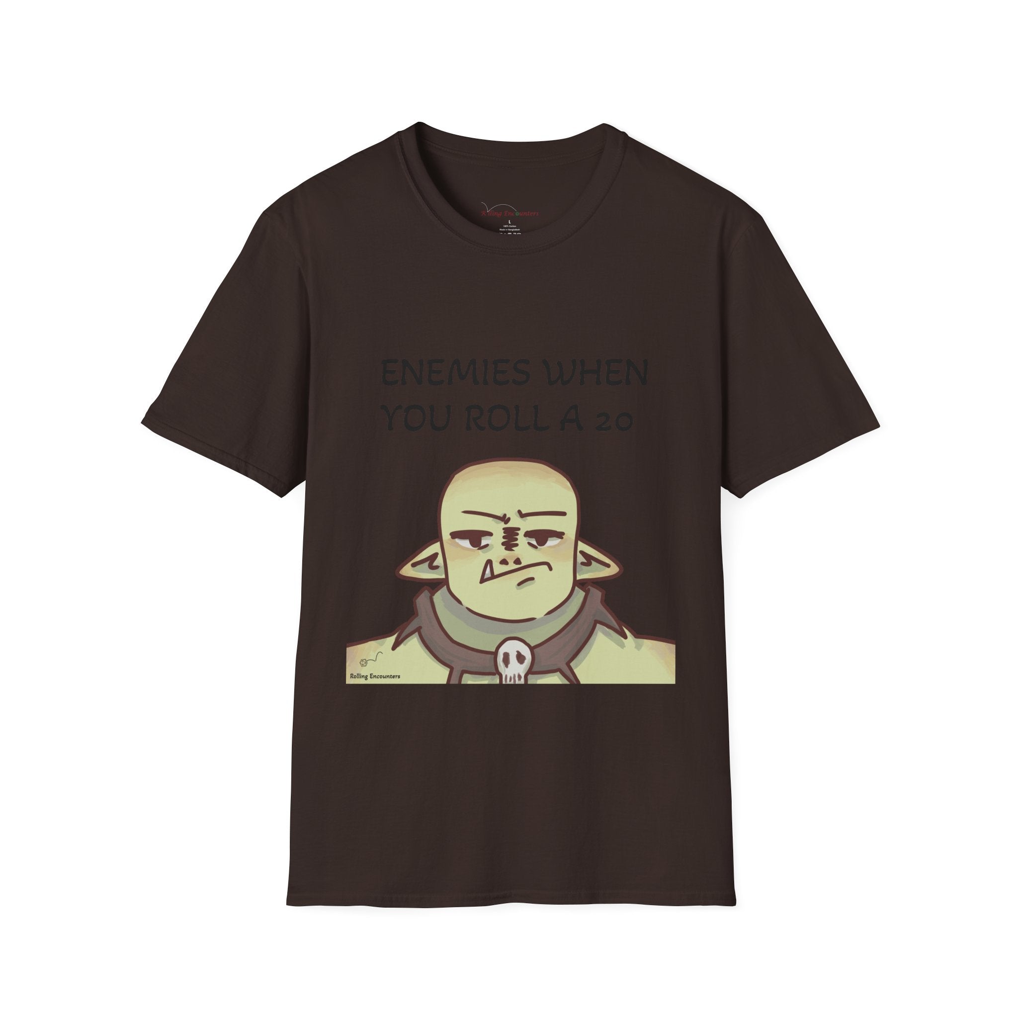 T-Shirt — "Enemies When Rolling A 20"  D20 RPG Gamer Tee