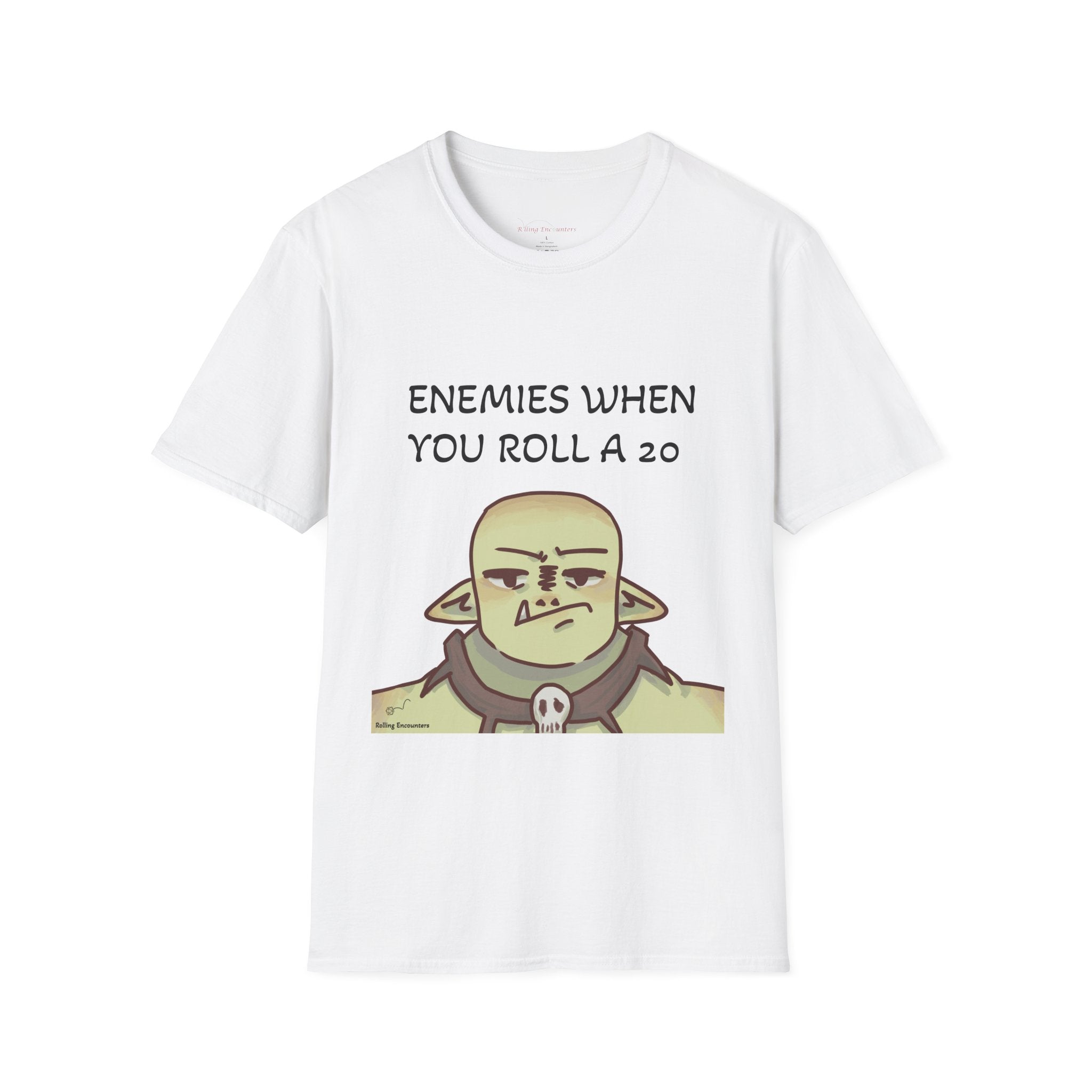 T-Shirt — "Enemies When Rolling A 20"  D20 RPG Gamer Tee