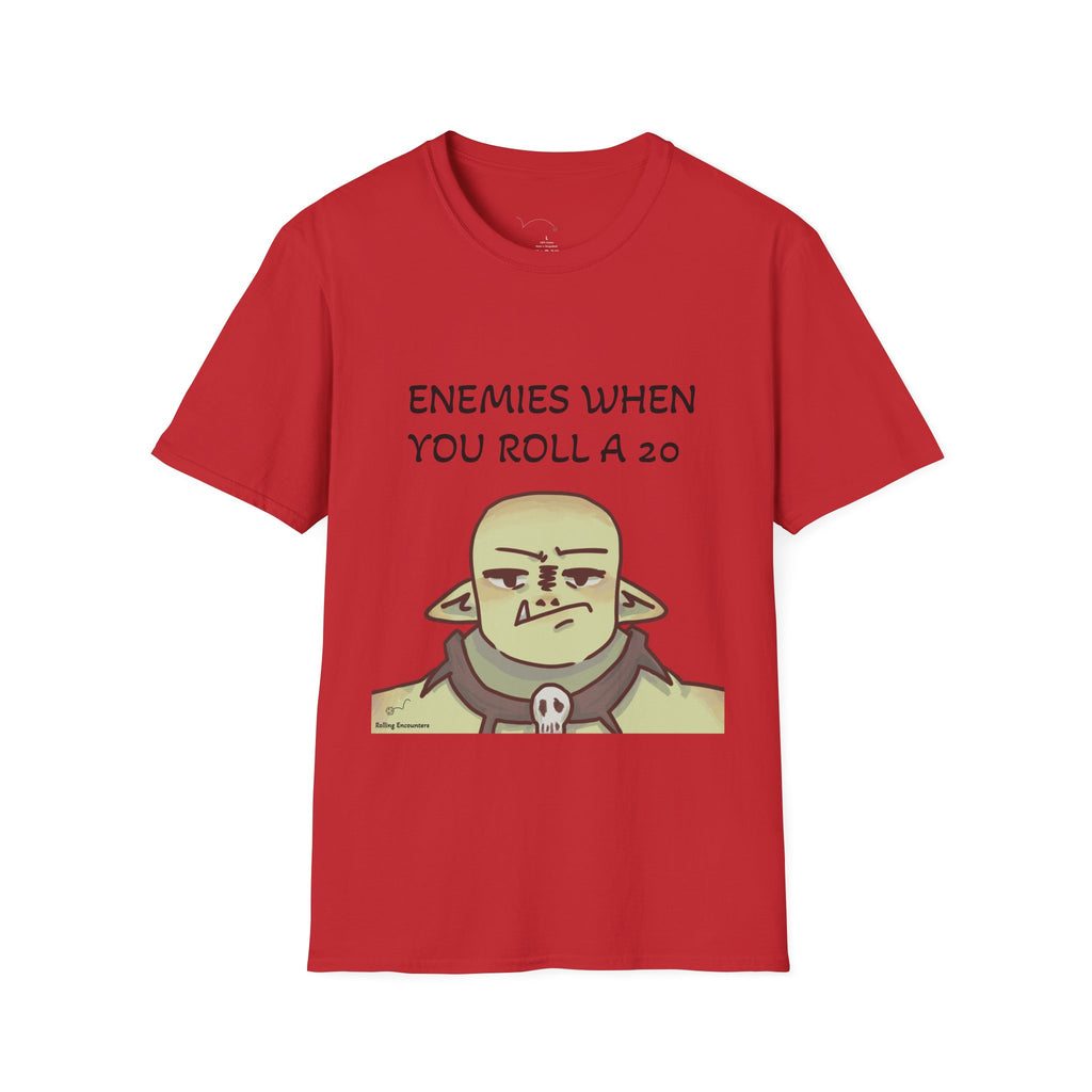 T-Shirt — "Enemies When Rolling A 20"  D20 RPG Gamer Tee