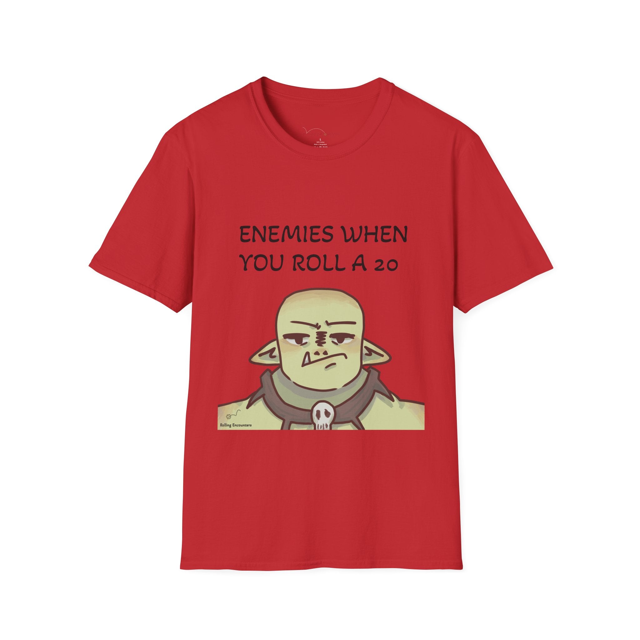 T-Shirt — "Enemies When Rolling A 20"  D20 RPG Gamer Tee