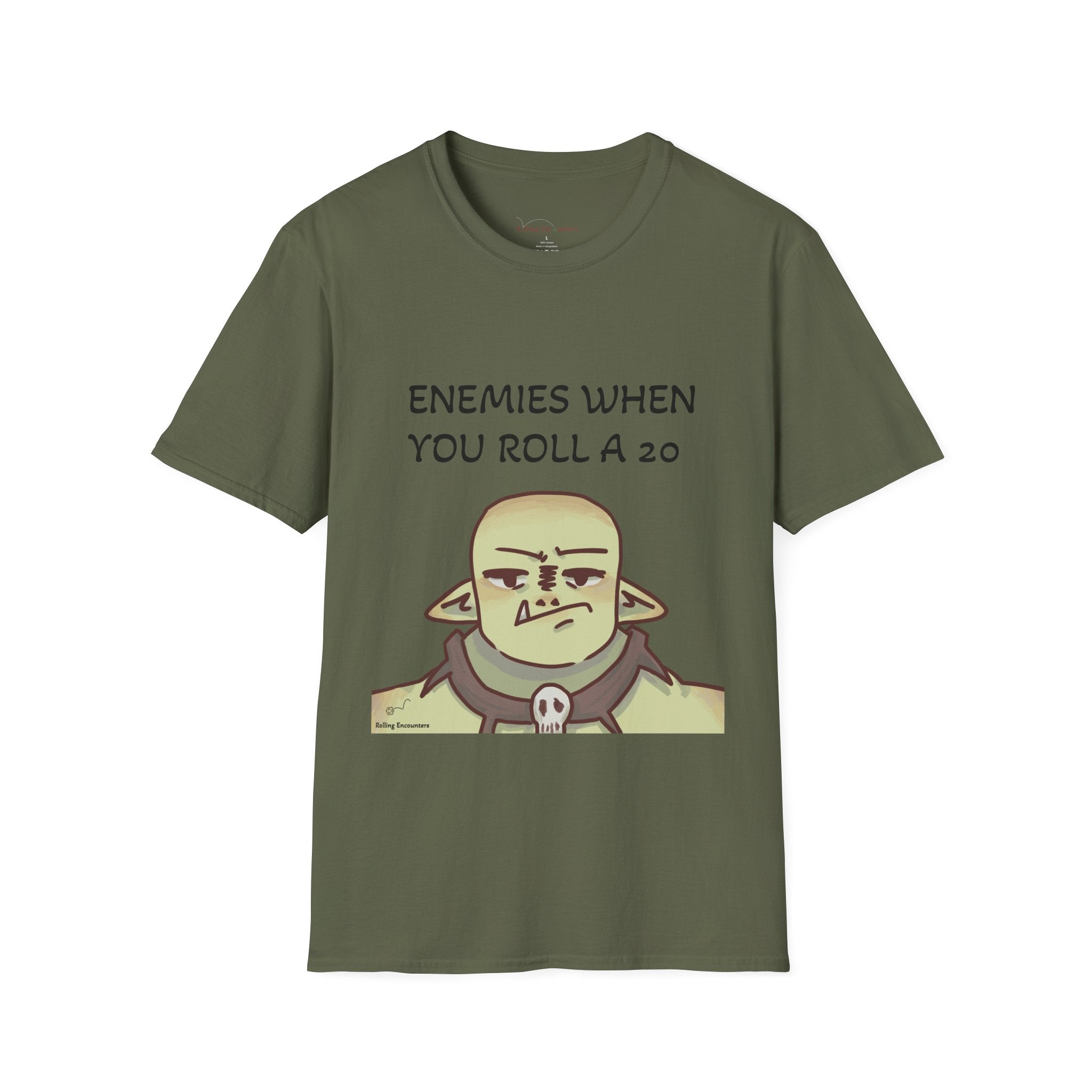 T-Shirt — "Enemies When Rolling A 20"  D20 RPG Gamer Tee