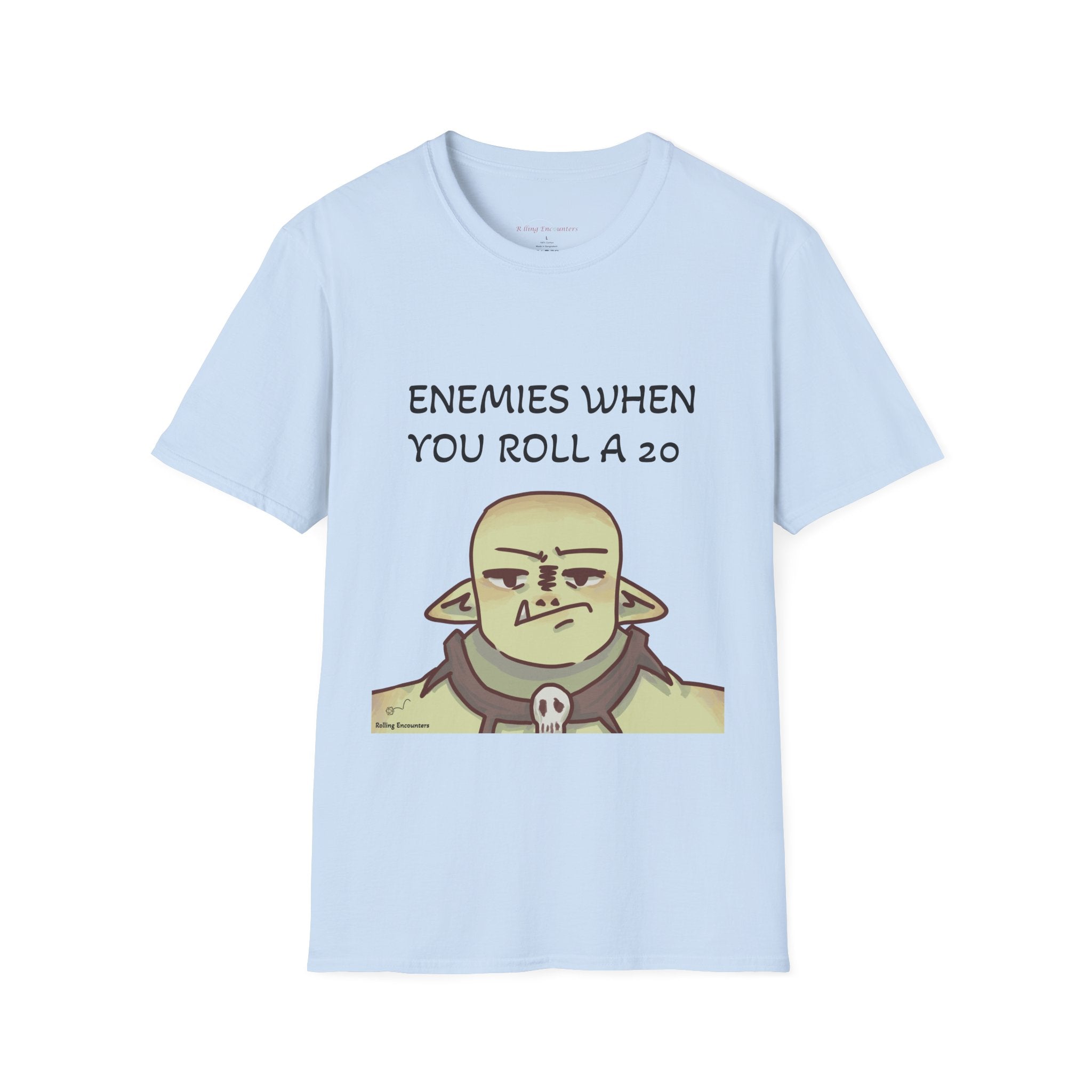 T-Shirt — "Enemies When Rolling A 20"  D20 RPG Gamer Tee